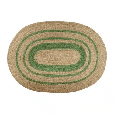 Jute Oval Placemat - Natural/Green at online8 furniture store Auckland