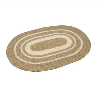 Jute Oval Placemat - Natural/White at online8 furniture store Auckland