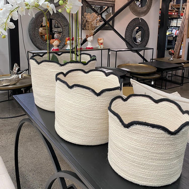 Jute set/3 Scallops Baskets at online8 furniture store Auckland