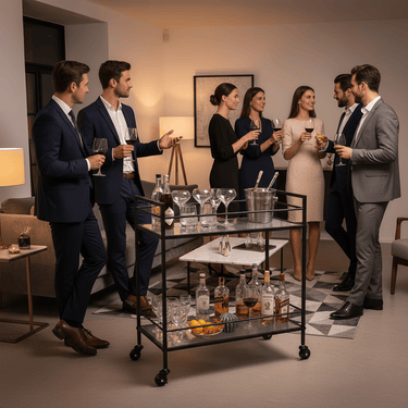 Kailman Metal Bar Cart - Black at online8 furniture store Auckland