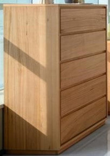 Kansas 5 Drawers Tallboy - Natural at online8 furniture store Auckland