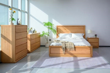 Kansas 5 Drawers Tallboy - Natural at online8 furniture store Auckland