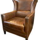 Kennedy Wingback Aged Leather Armchair - Vintage Cigar at online8 furniture store Auckland