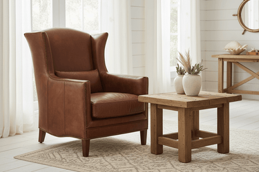 Kennedy Wingback Aged Leather Armchair - Vintage Cigar at Online8 Furniture Auckland NZ