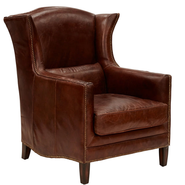 Kennedy Wingback Armchair Vintage Cigar