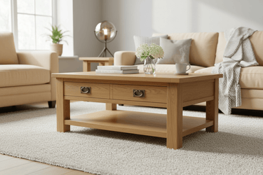 Kensington Oak Coffee Table with One Drawer at online8 furniture store Auckland