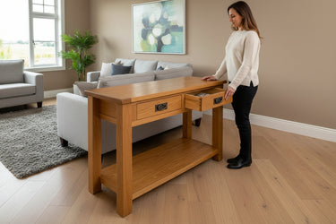 Kensington Oak Console Table at online8 furniture store Auckland