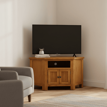 Kensington Oak Corner TV Unit at online8 furniture store Auckland