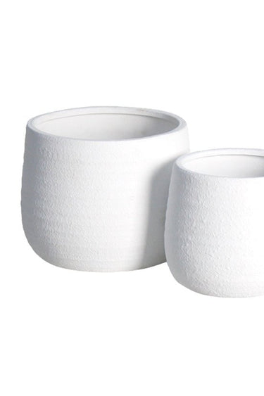 Kianna White Bellied Cover Pot - Medium at online8 furniture store Auckland