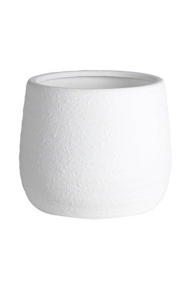 Kianna White Bellied Cover Pot - Medium at online8 furniture store Auckland