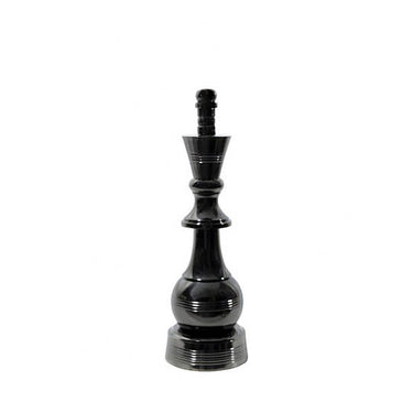 King Chess Ornament in black nickel aluminium, an oversized sculptural king standing 35cm