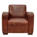 Kingly Club Vintage Leather Art Deco Armchair - Vintage Cigar at online8 furniture store Auckland