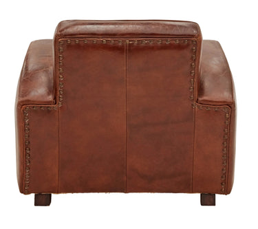 Kingly Club Vintage Leather Art Deco Armchair - Vintage Cigar at online8 furniture store Auckland
