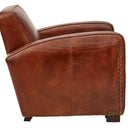 Kingly Club Vintage Leather Art Deco Armchair - Vintage Cigar at online8 furniture store Auckland