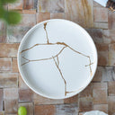 Kintsugi-Look Porcelain Plate Cream at online8 furniture store Auckland