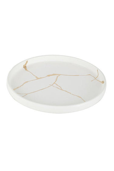 Kintsugi-Look Porcelain Plate Cream at online8 furniture store Auckland