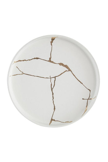Kintsugi-Look Porcelain Plate Cream at online8 furniture store Auckland