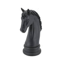 Knight Chess Ornament in black polyresin, an oversized sculptural knight standing 24.5cm