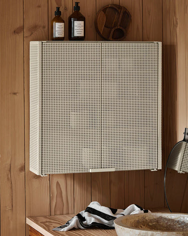 KRISTINA DAM Grid Wall Cabinet - Beige Steel at Online8 Furniture Auckland NZ