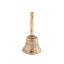 La Clochette Table Bell in a warm brass finish, a classic aluminium hand bell 11.5cm tall