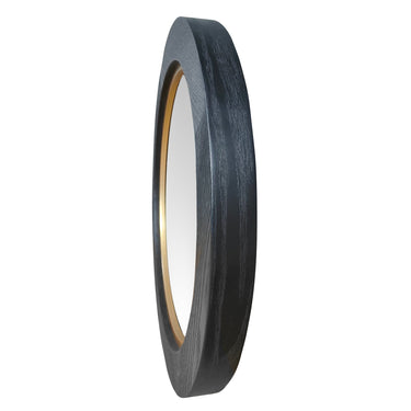 La Vista Black Oak & Gold Round Wall Mirror - 500mm at online8 furniture store Auckland