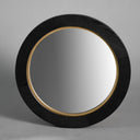 La Vista Black Oak & Gold Round Wall Mirror - 500mm at online8 furniture store Auckland