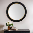La Vista Black Oak & Gold Round Wall Mirror - 650mm at online8 furniture store Auckland