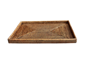 Large Rectangular Rattan Tray Brown at online8 furniture store Auckland