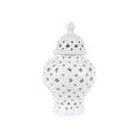 Lattice Ceramic Ginger Jar Small in white with raised lattice texture, 28cm high
