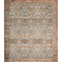 Layla Rug LAY-04 in Ocean/Rust, a power-loomed polyester rug with a traditional old-world design