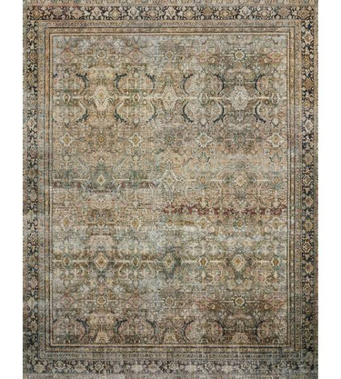 Layla Runner Rug LAY-03 in Olive/Charcoal, a power-loomed polyester runner with a traditional pattern