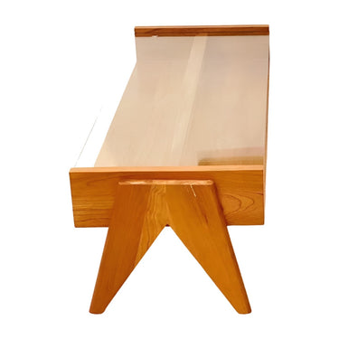 Leeds Glass Coffee Table - Cherry Wood at online8 furniture store Auckland