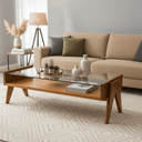 Leeds Glass Coffee Table - Cherry Wood at Online8 Furniture Auckland NZ