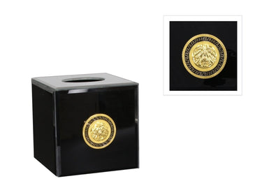 Leo Tissue Box - Black & Gold at online8 furniture store Auckland