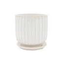 Leonie White Glaze Planter w/Saucer Large at online8 furniture store Auckland