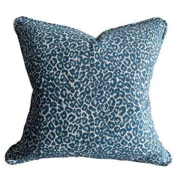 Leopard Design Cushion Cover -  Blue & White at online8 furniture store Auckland