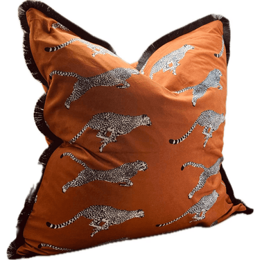 Leopard Print Cushion Cover - Orange at Online8 Furniture Auckland NZ