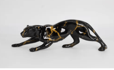 Leopard Statue – Black - 29.5cm at online8 furniture store Auckland