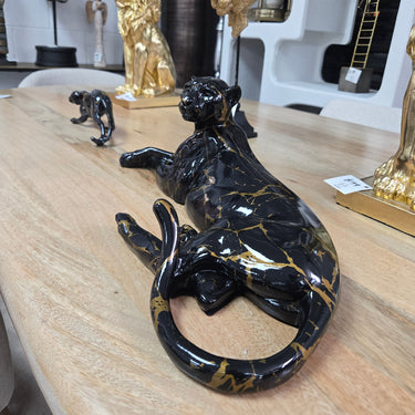 Leopard Statue - Black at online8 furniture store Auckland