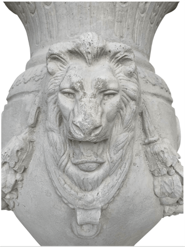 Lion Urn & Pedestal French Lime Wash at online8 furniture store Auckland