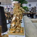 Lion with Crown Statue - Gold at online8 furniture store Auckland