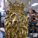 Lion with Crown Statue - Gold at online8 furniture store Auckland