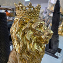 Lion with Crown Statue - Gold at online8 furniture store Auckland