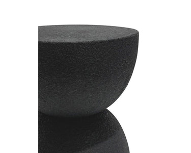 Black concrete-look Livi stool that doubles as a side table or plant stand