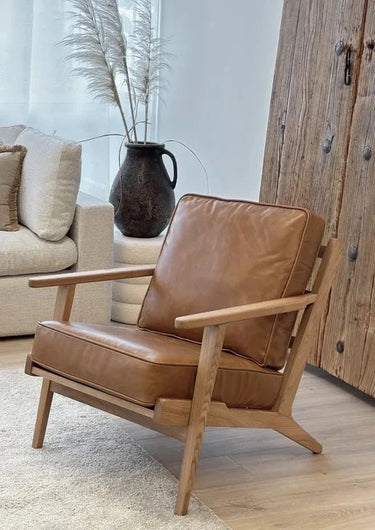 Lodge Leather Armchair - Camel at online8 furniture store Auckland