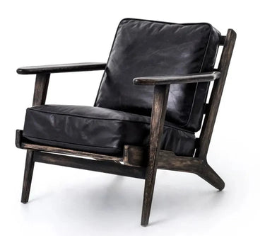 Lodge Leather Armchair - Vintage Black at online8 furniture store Auckland