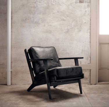 Lodge Leather Armchair - Vintage Black at online8 furniture store Auckland