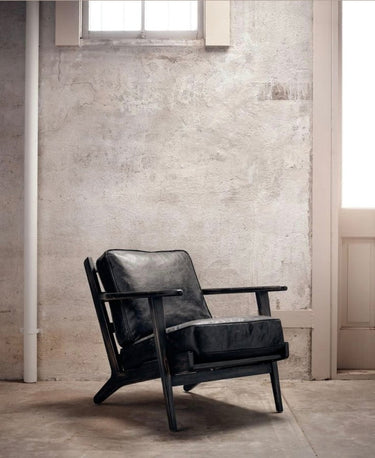 Lodge Leather Armchair - Vintage Black at online8 furniture store Auckland