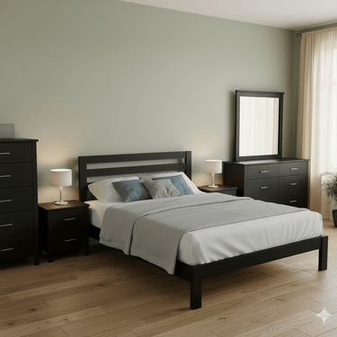 Loft Bedroom Suite - 6 Piece (Black) at online8 furniture store Auckland