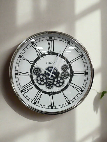 London Gear Wall Clock - White at online8 furniture store Auckland